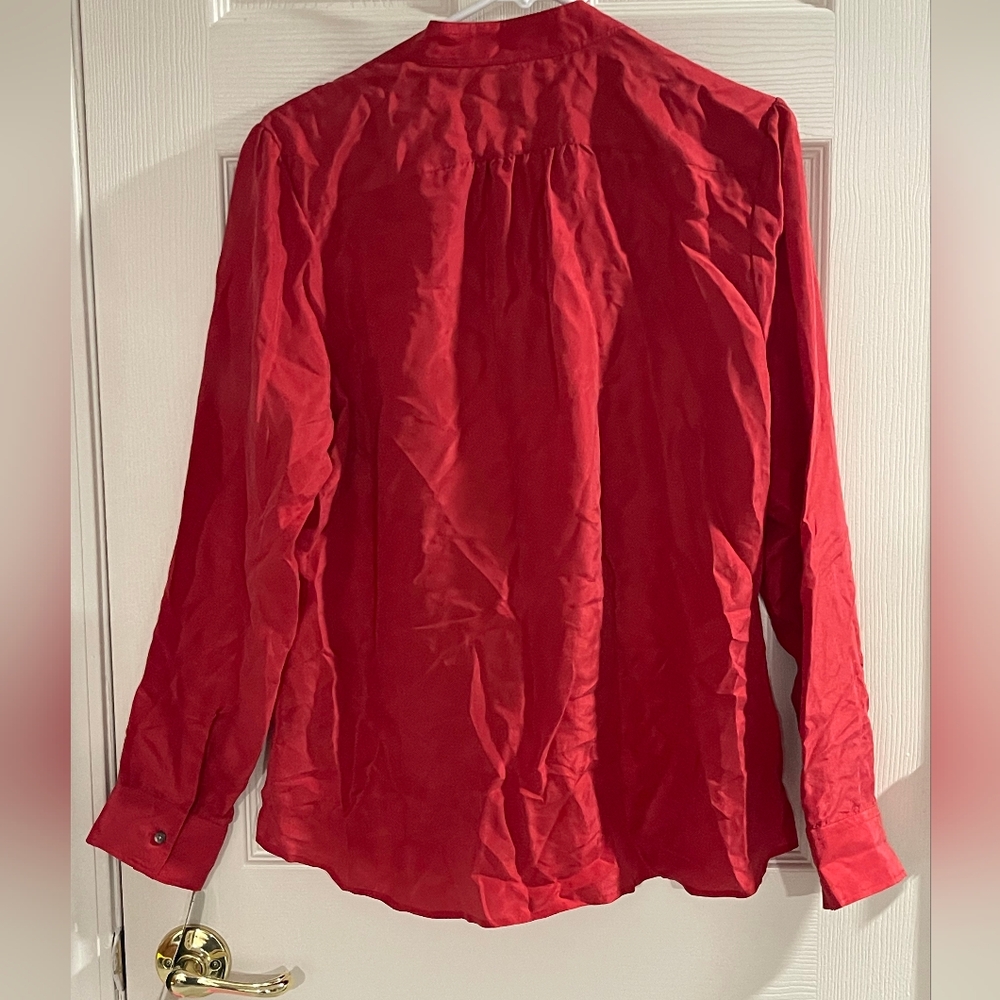 NWT Lauren Ralph Lauren Vintage Y2K Womens Classic Red Ruffled Button Up Shirt L - Picture 2 of 5